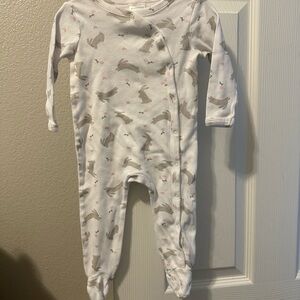 Nordstrom White and Gray Bunny Footie with Soft Stretchy Fabric